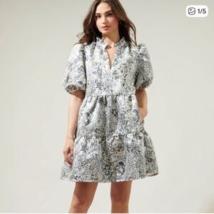 NWT Sugarlips Christina Jacquard Jacey Babydoll Mini Dress